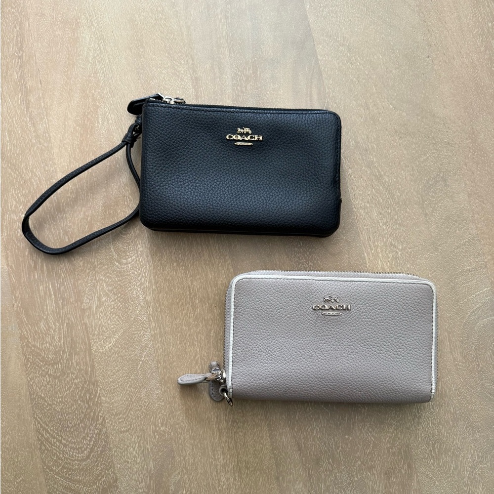 Coach Black and Tan Wristlet Duo